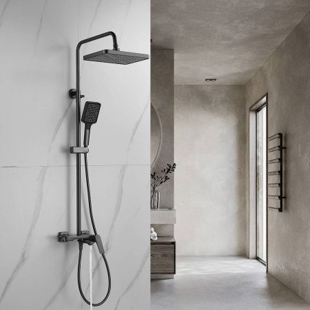 Душевая система Shevanik S4226T верхний душ, лейка, оружейная сталь, Коллекция S42, , Shevanik