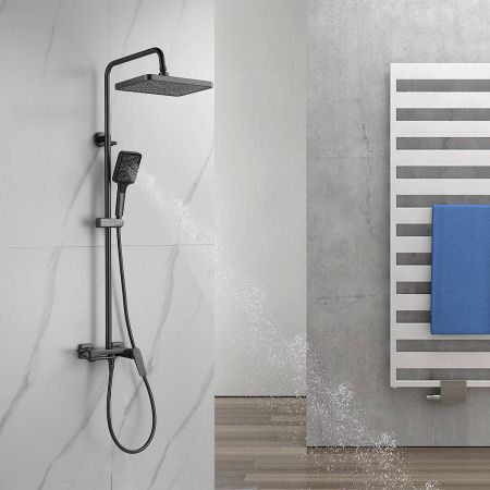 Душевая система Shevanik S4226T верхний душ, лейка, оружейная сталь, Коллекция S42, , Shevanik