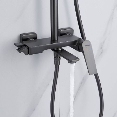 Душевая система Shevanik S4226T верхний душ, лейка, оружейная сталь, Коллекция S42, , Shevanik