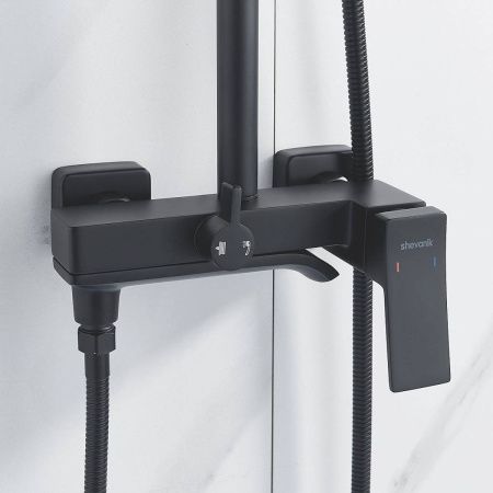 Душевая система Shevanik S4436H верхний душ, лейка, черная, Коллекция S44, , Shevanik