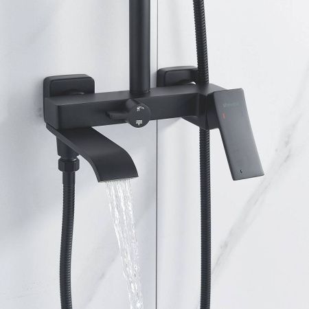 Душевая система Shevanik S4436H верхний душ, лейка, черная, Коллекция S44, , Shevanik