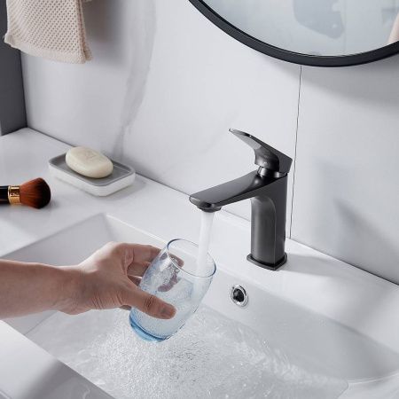 Смеситель для раковины Shevanik S4201T оружейная сталь, Коллекция S42, , Shevanik