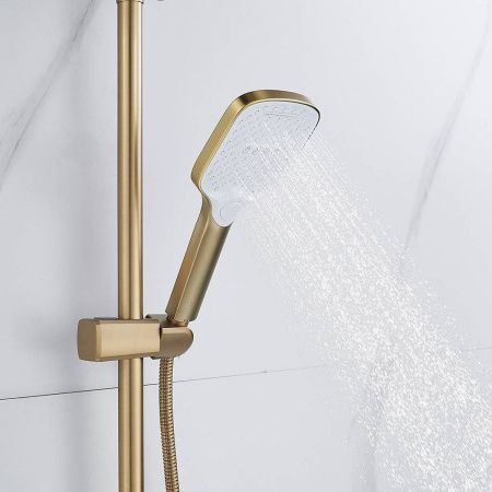 Душевая система Shevanik S4136G  верхний душ, лейка, золотой сатин, Коллекция S41, , Shevanik