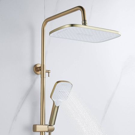 Душевая система Shevanik S4136G  верхний душ, лейка, золотой сатин, Коллекция S41, , Shevanik