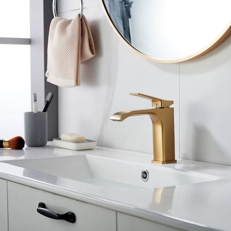 Смеситель для раковины Shevanik S4001G золотой сатин, Коллекция S40, , Shevanik