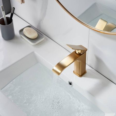 Смеситель для раковины Shevanik S4001G золотой сатин, Коллекция S40, , Shevanik