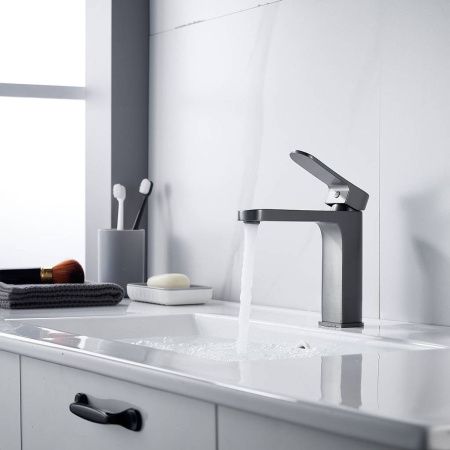 Cмеситель для раковины Shevanik S4501T оружейная сталь, Коллекция S45, , Shevanik