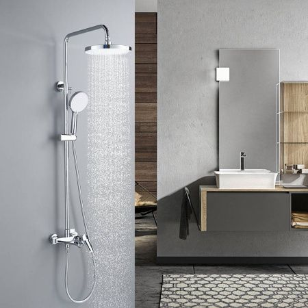 Душевая система Shevanik S4336 верхний душ, лейка, матовый хром, Коллекция S43, , Shevanik