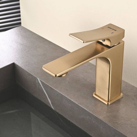 Смеситель для раковины Shevanik S6101G золотой сати, Коллекция S61, , Shevanik