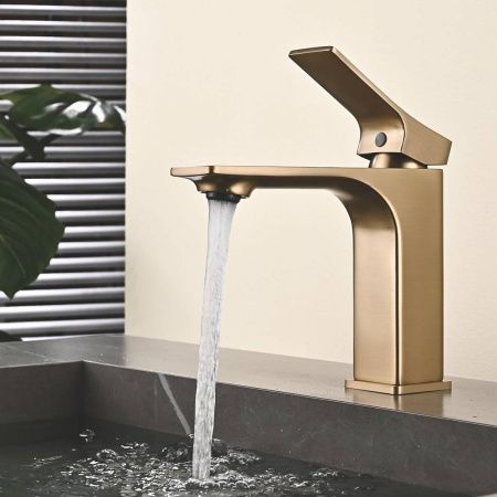 Смеситель для раковины Shevanik S6101G золотой сати, Коллекция S61, , Shevanik