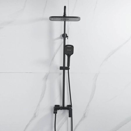 Душевая система Shevanik S4136H верхний душ, лейка, черная, Коллекция S41, , Shevanik
