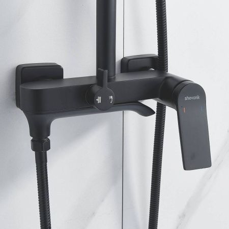 Душевая система Shevanik S4136H верхний душ, лейка, черная, Коллекция S41, , Shevanik
