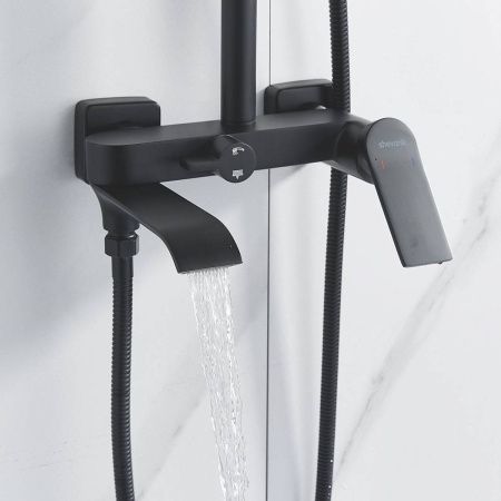 Душевая система Shevanik S4136H верхний душ, лейка, черная, Коллекция S41, , Shevanik