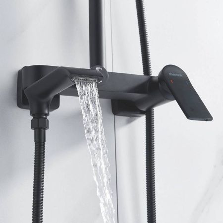 Душевая система Shevanik S4136H верхний душ, лейка, черная, Коллекция S41, , Shevanik