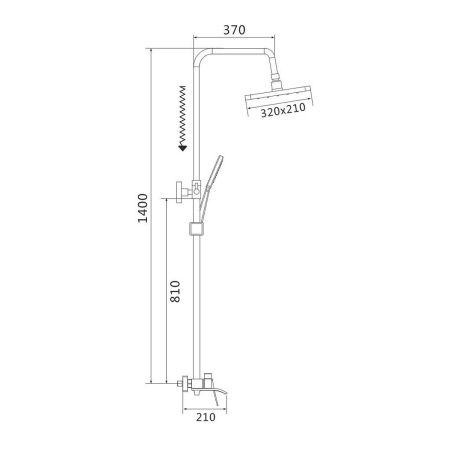 Душевая система Shevanik S4136H верхний душ, лейка, черная, Коллекция S41, , Shevanik