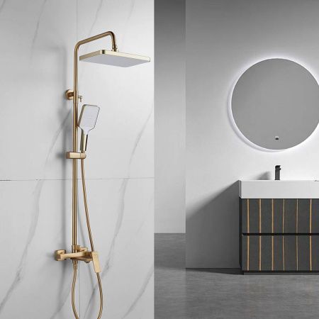 Душевая система Shevanik S4436G верхний душ, лейка, золото, Коллекция S44, , Shevanik