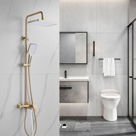 Душевая система Shevanik S4436G верхний душ, лейка, золото, Коллекция S44, , Shevanik