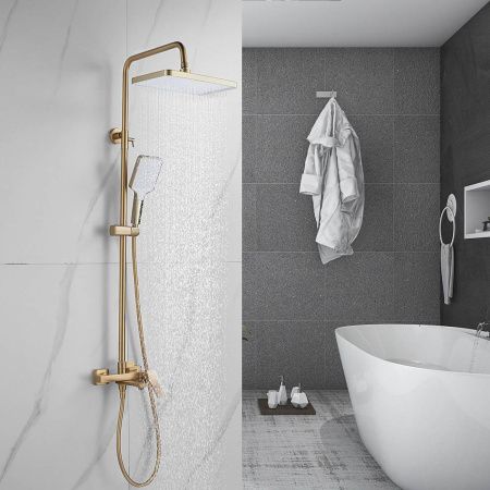 Душевая система Shevanik S4436G верхний душ, лейка, золото, Коллекция S44, , Shevanik