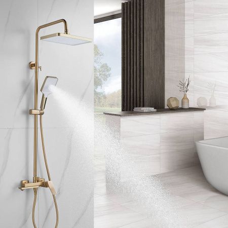 Душевая система Shevanik S4436G верхний душ, лейка, золото, Коллекция S44, , Shevanik