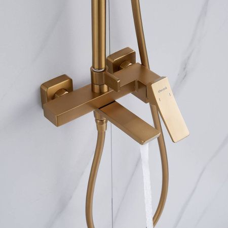 Душевая система Shevanik S4436G верхний душ, лейка, золото, Коллекция S44, , Shevanik