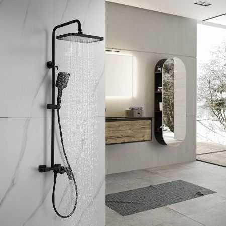 Душевая система Shevanik S4226H верхний душ, лейка, черный, Коллекция S42, , Shevanik