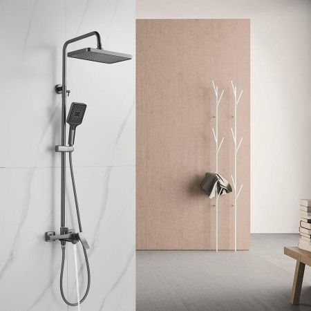 Душевая система Shevanik S4436T верхний душ, лейка, оружейная сталь, Коллекция S44, , Shevanik