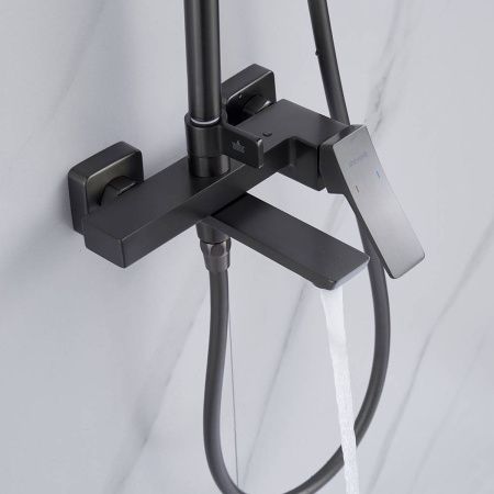 Душевая система Shevanik S4436T верхний душ, лейка, оружейная сталь, Коллекция S44, , Shevanik