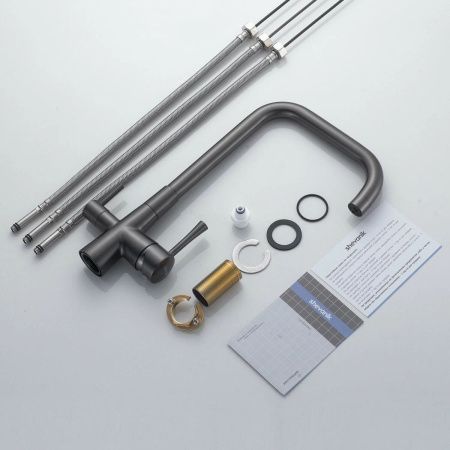 Смеситель для кухни Shevanik S528T с подключением фильтра питьевой воды, оружейная сталь, Смесители с подключением к фильтру питьевой воды, , Shevanik