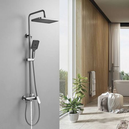 Душевая система Shevanik S4536T верхний душ, лейка, оружейная сталь, Коллекция S45, , Shevanik