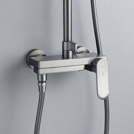 Душевая система Shevanik S4536T верхний душ, лейка, оружейная сталь, Коллекция S45, , Shevanik