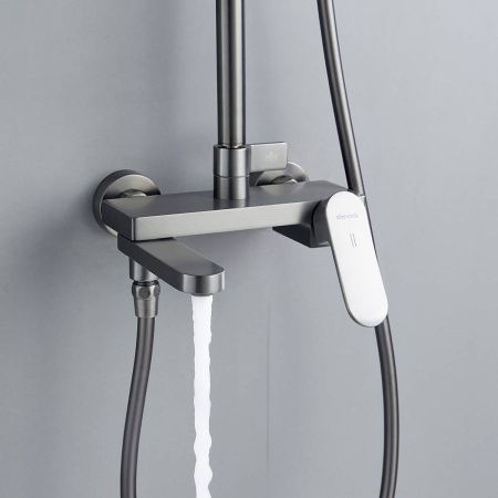 Душевая система Shevanik S4536T верхний душ, лейка, оружейная сталь, Коллекция S45, , Shevanik