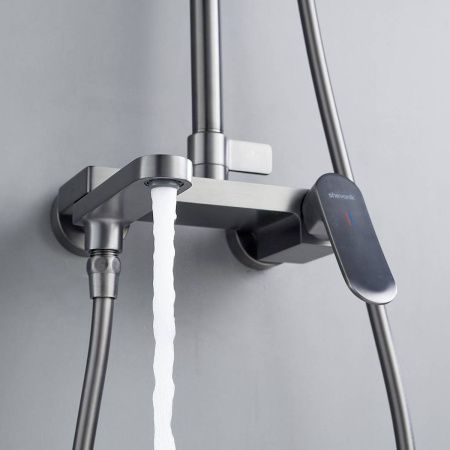 Душевая система Shevanik S4536T верхний душ, лейка, оружейная сталь, Коллекция S45, , Shevanik