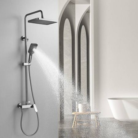 Душевая система Shevanik S4536T верхний душ, лейка, оружейная сталь, Коллекция S45, , Shevanik