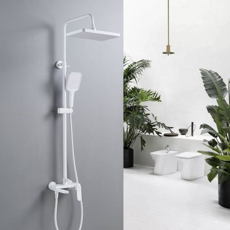 Душевая система Shevanik S4536C верхний душ, лейка, белый, Коллекция S45, , Shevanik