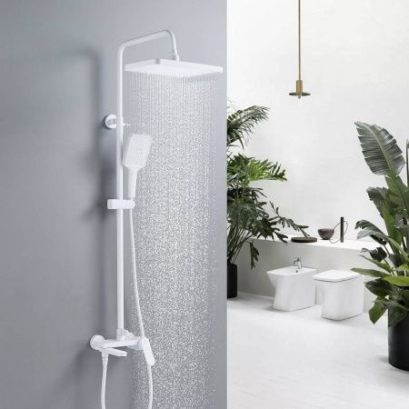 Душевая система Shevanik S4536C верхний душ, лейка, белый, Коллекция S45, , Shevanik