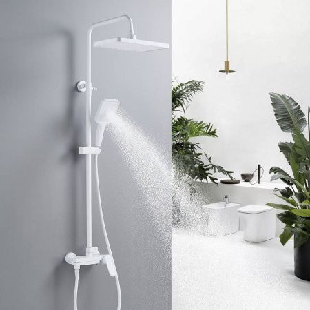 Душевая система Shevanik S4536C верхний душ, лейка, белый, Коллекция S45, , Shevanik