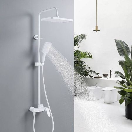 Душевая система Shevanik S4536C верхний душ, лейка, белый, Коллекция S45, , Shevanik