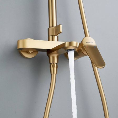 Душевая система Shevanik S4336G верхний душ, лейка, сатиновое золото, Коллекция S43, , Shevanik