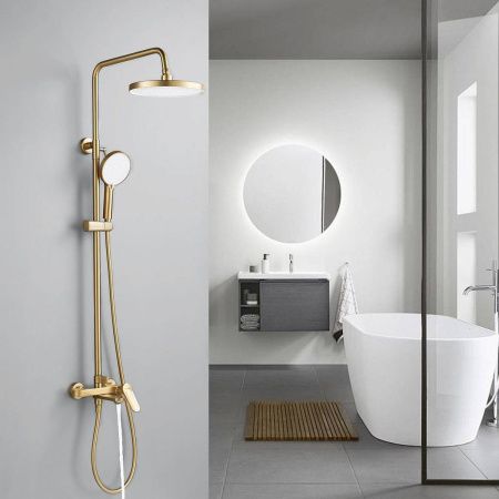 Душевая система Shevanik S4336G верхний душ, лейка, сатиновое золото, Коллекция S43, , Shevanik