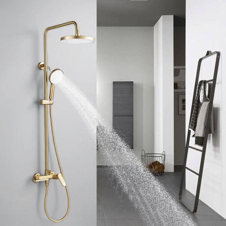 Душевая система Shevanik S4336G верхний душ, лейка, сатиновое золото, Коллекция S43, , Shevanik