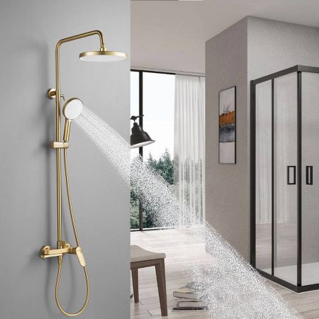 Душевая система Shevanik S4336G верхний душ, лейка, сатиновое золото, Коллекция S43, , Shevanik