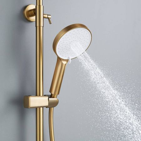 Душевая система Shevanik S4336G верхний душ, лейка, сатиновое золото, Коллекция S43, , Shevanik