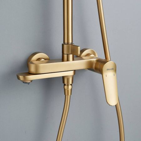 Душевая система Shevanik S4336G верхний душ, лейка, сатиновое золото, Коллекция S43, , Shevanik