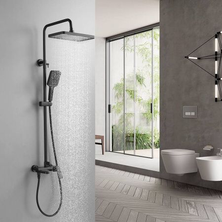 Душевая система Shevanik S4536H верхний душ, лейка, черный, Коллекция S45, , Shevanik