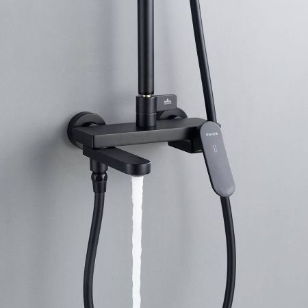 Душевая система Shevanik S4536H верхний душ, лейка, черный, Коллекция S45, , Shevanik