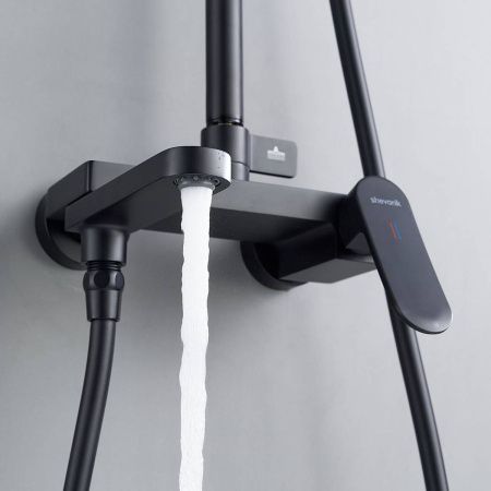 Душевая система Shevanik S4536H верхний душ, лейка, черный, Коллекция S45, , Shevanik