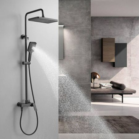 Душевая система Shevanik S4536H верхний душ, лейка, черный, Коллекция S45, , Shevanik