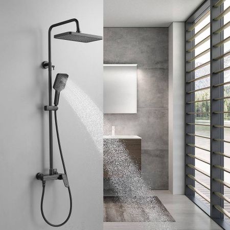 Душевая система Shevanik S4536H верхний душ, лейка, черный, Коллекция S45, , Shevanik