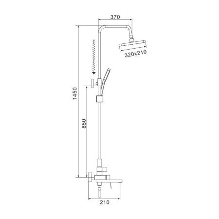 Душевая система Shevanik S4536H верхний душ, лейка, черный, Коллекция S45, , Shevanik