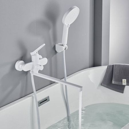 Cмеситель для ванны Shevanik S4322C белый матовый, Коллекция S43, , Shevanik